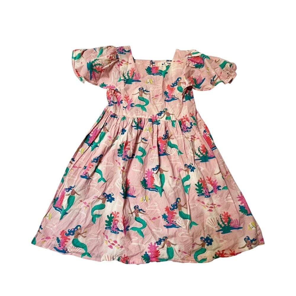 Mini Boden Flutter Sleeve Mermaid Print Dress Size 7/8